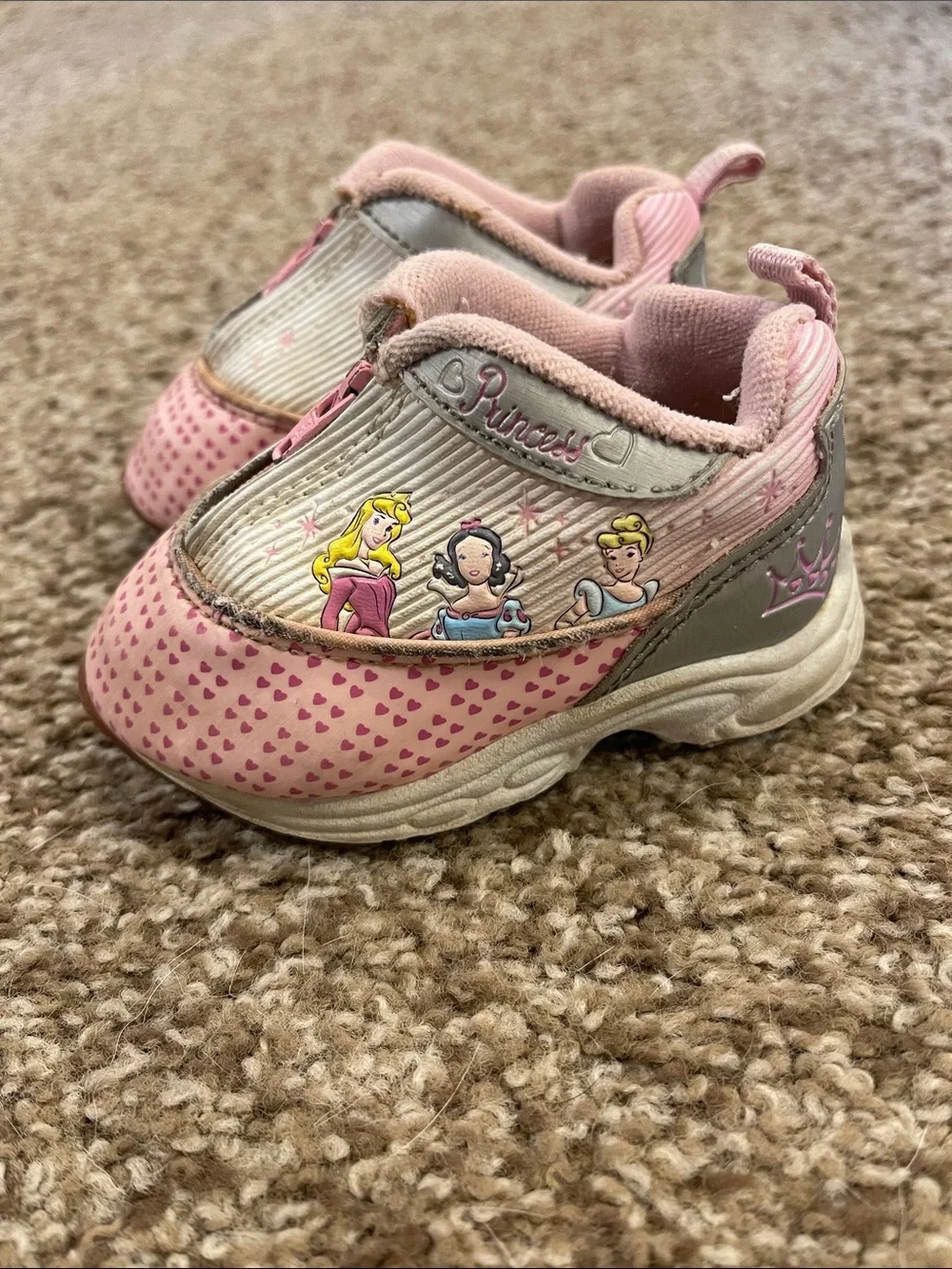 Vintage Y2K Disney Princess Toddler Zip Shoes Sneakers Size 4